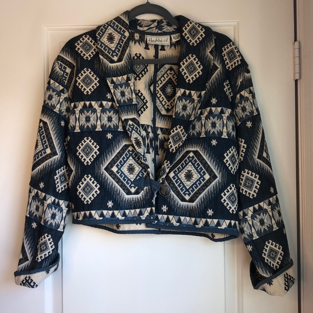 Flashback Tribal Print Cropped Jacket M - image 1